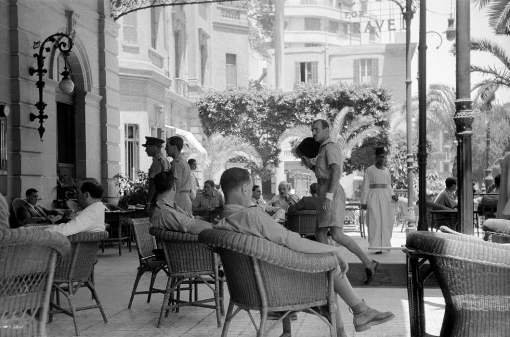 EGYPT. Cairo. W.W. II. Servicemen relax on the Hotel Shepheards terrace. 1941